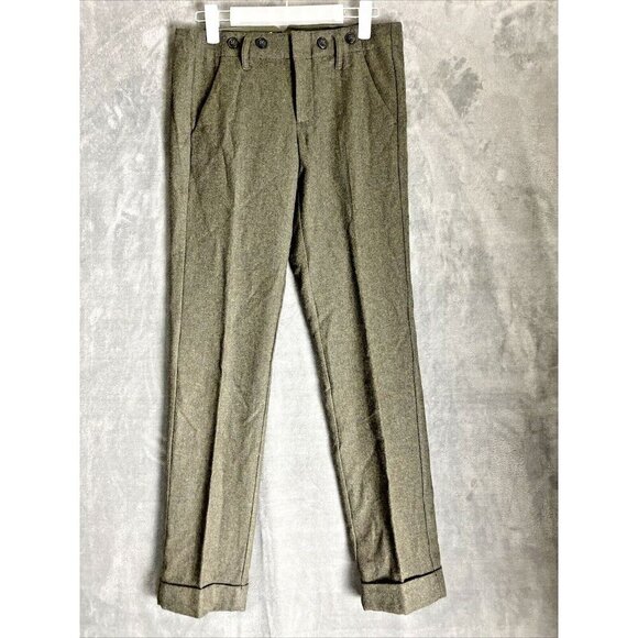 G1 TAILOR GOODS Womens Wool Trouser Pant Size 0 Pleated Straight Military Grunge - Picture 1 of 9